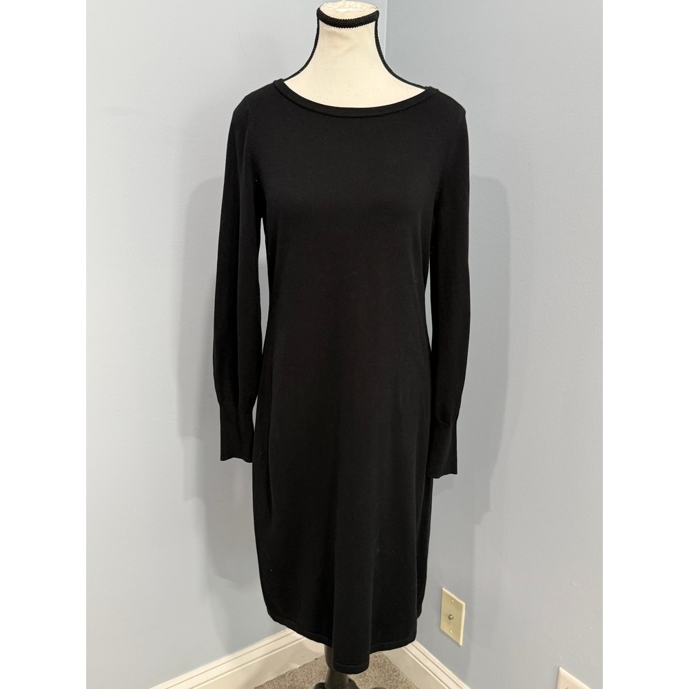 Talbots Boat Neck Poet Sleeve Knit Sweater Dress Size Small Classic Preppy